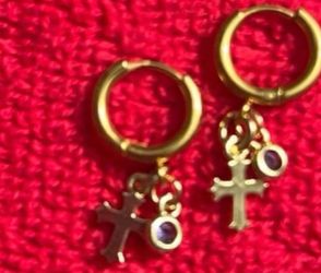 Cross and Stone earrings