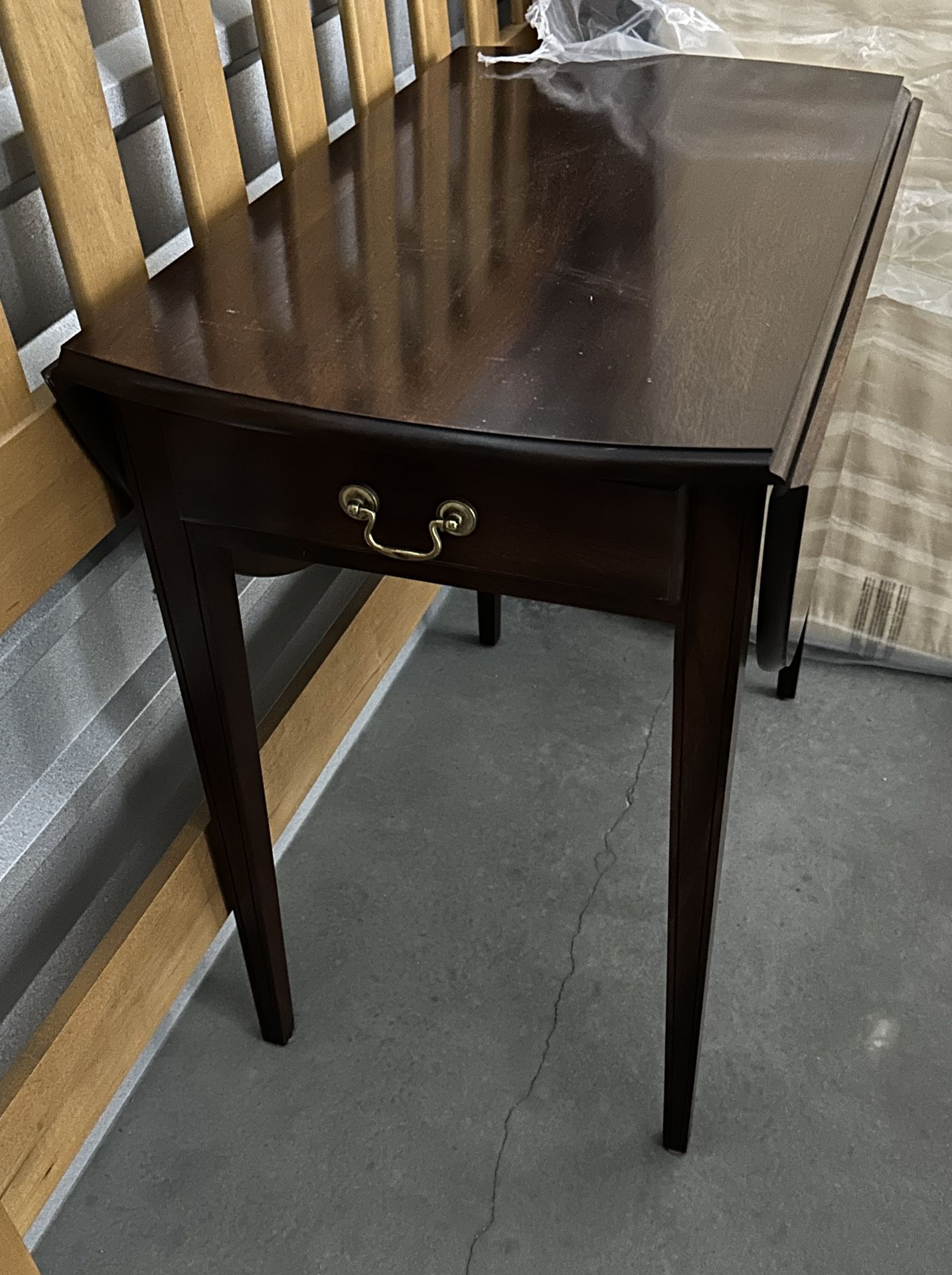 Wooden End Table With Drop Leaf Sides