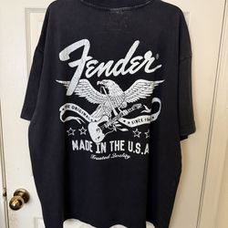 New Fender Guitars Eagle Made In The USA Logo  Rock Band Guitar Tee Size XXL.   