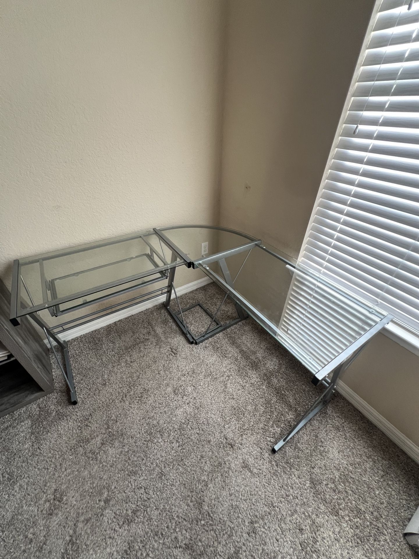 Like-New L-Shaped Glass Desk