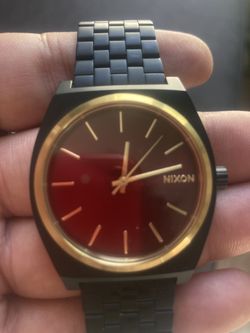 Nixon Time Teller Matte Black, Gold, & Burgundy Watch