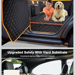 Dog Car Seat Cover for Back Seat, Hard Bottom Car Seat Cover for Dogs with Door Protectors for Traveling and Camping with Pets, Dog Car Seat Cover Wat