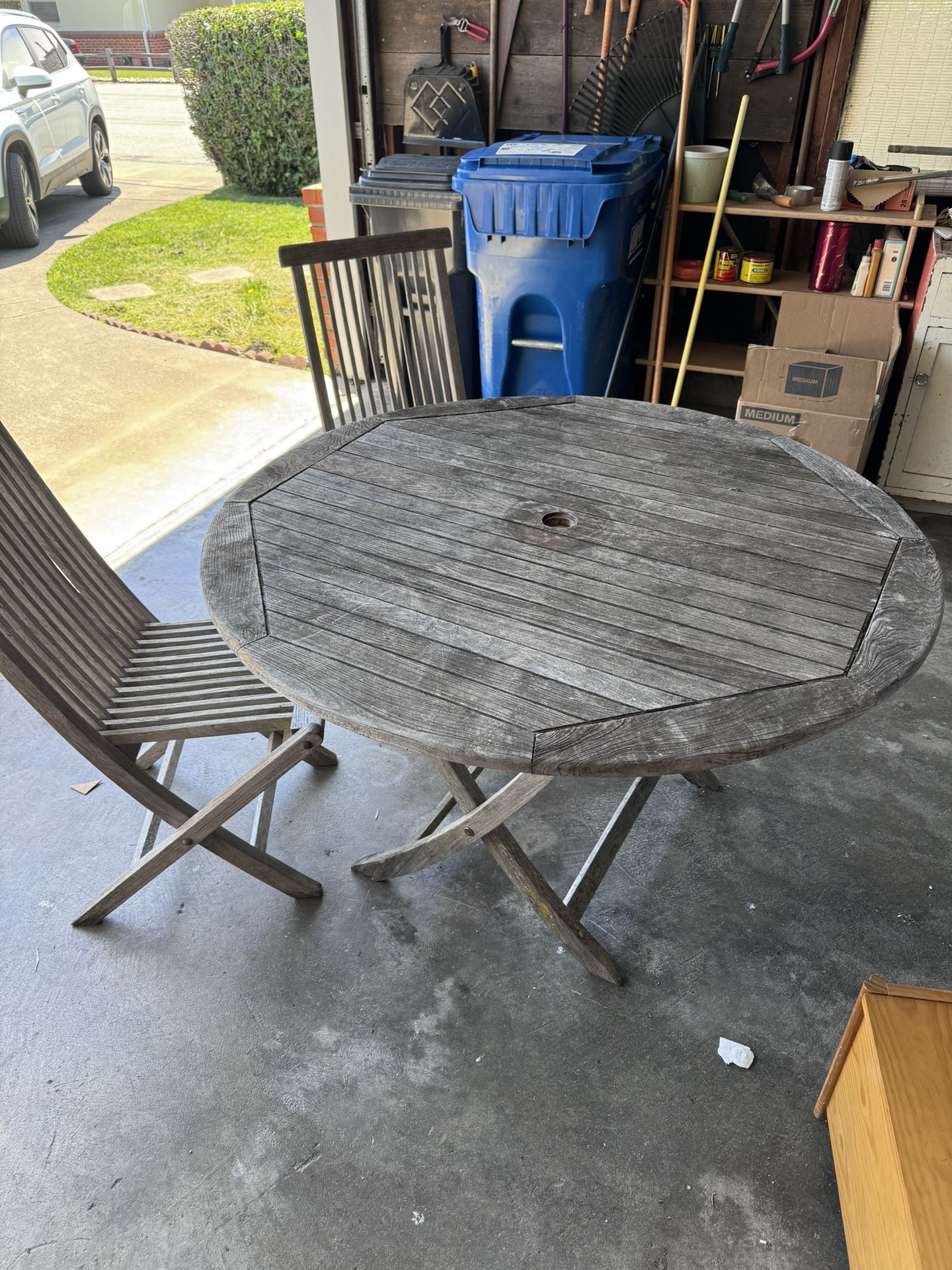 Teak Table And Matching Four Chairs 