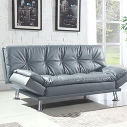 DILLESTON UPHOLSTERED TUFTED CONVERTIBLE SOFA BED GREY