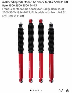 maXpeedingrods Monotube Shock for 0-2.5"/0-1" Lift Ram 1 3500 94-13 Front Rear Monotube Shocks for Dodge Ram 1 3-2013, Fit Mod