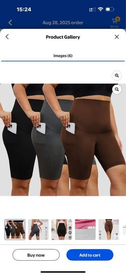 Women's Plus Size Butterluxe Tummy Control High Waist Yoga Shorts with Pockets, 3-Pack