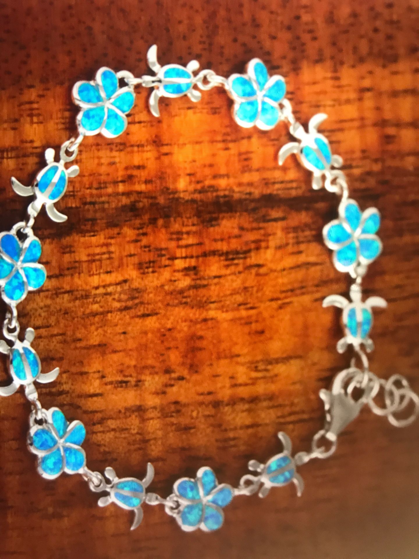 Sterling silver and man made opal bracelet