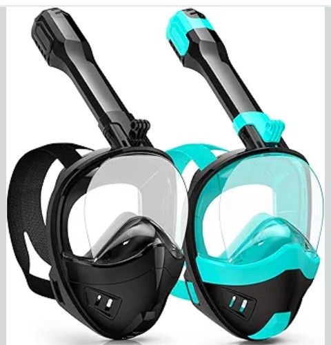 Size S/M Full Face Snorkel Mask, Snorkeling Gear for Adults Kids with Latest Dry Top Breathing System and Detachable Camera Mount, with 180 Degree