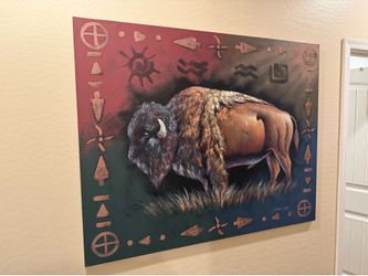 Southwestern Canvas Oil Of Bison