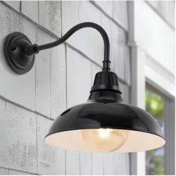 JONATHAN Y Aurora 12.25" 1-Light Farmhouse Industrial Indoor/Outdoor Iron LED Gooseneck Arm Outdoor Sconce, Black
