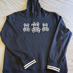 Psycho Bunny Size 3XL Big & Tall Men Navy Liam Triple Bunny Logo Pullover Hoodie
