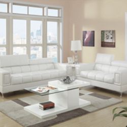 Gorgeous White Colored 2 piece Sofa and Loveseat Set