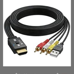 ESynic 1080P RCA To HDMI Converter-Not Bi-Directional-Compact Cable Design- 4:3/16:9 Switch-Plug & Play-5FT Long AV To HDMI Adapter-Lossless Transmiss