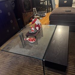Glass And Wood Combo Coffee Table 
