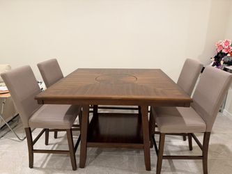 Counter Height Dining Table Set with 4 Chairs and bench