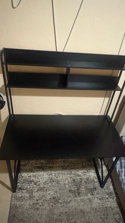 Black Computer Desk with Shelves