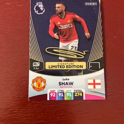 Luke Shaw Defender Signature Limited Edition Panini Soccer Card