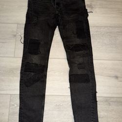 Denim Black Divided Patch Jeans 