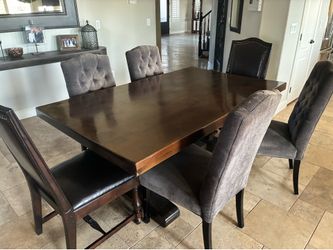 Trestle table with chairs