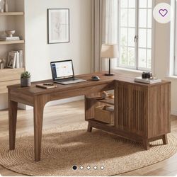 Desk L-shaped with Storage Cabinet $70- New