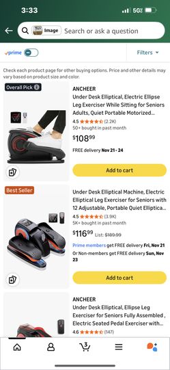 ANCHEER Under Desk Elliptical, Electric Ellipse Leg Exerciser While Sitting for Seniors Adults, Quiet Portable Motorized Seated Foot Pedal Exerciser w