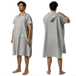 Winthome Surf Poncho Changing Towel Robe with Hood and Pocket, Microfiber Changing Towel Poncho Quick Dry for Surfing Beach Swimming Outdoor Sports