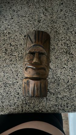 Vintage Wooden Hand Carved Hawaiian Tiki Mask Wall Hanging