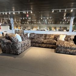 Brown 4PC Chaise Sectional Couch 