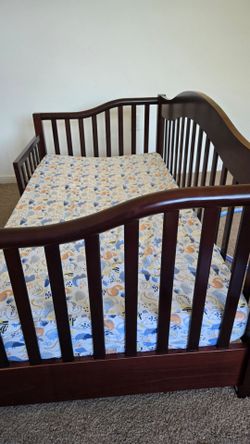 FREE Dark Wood Baby Crib with Mattress