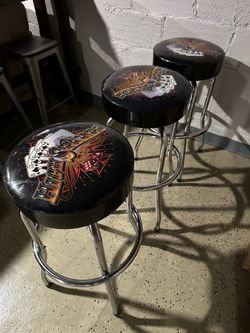 Set of 3 Casino-Themed Bar Stools