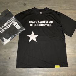 Black and white and back design red  cotton "That's a Awful Lot of Cough Syrup" T-shirt SIZES XL AND L