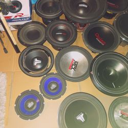 Subwoofers, random collection. 8-in, 10-in, 12-in, 15-in. FREE DELIVERY DEMO PORTLAND VANCOUVER AREA!