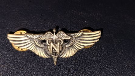 Vintage N.S. Meyer U.S. Army Nurse Corps Caduceus Wings Pin Sterling