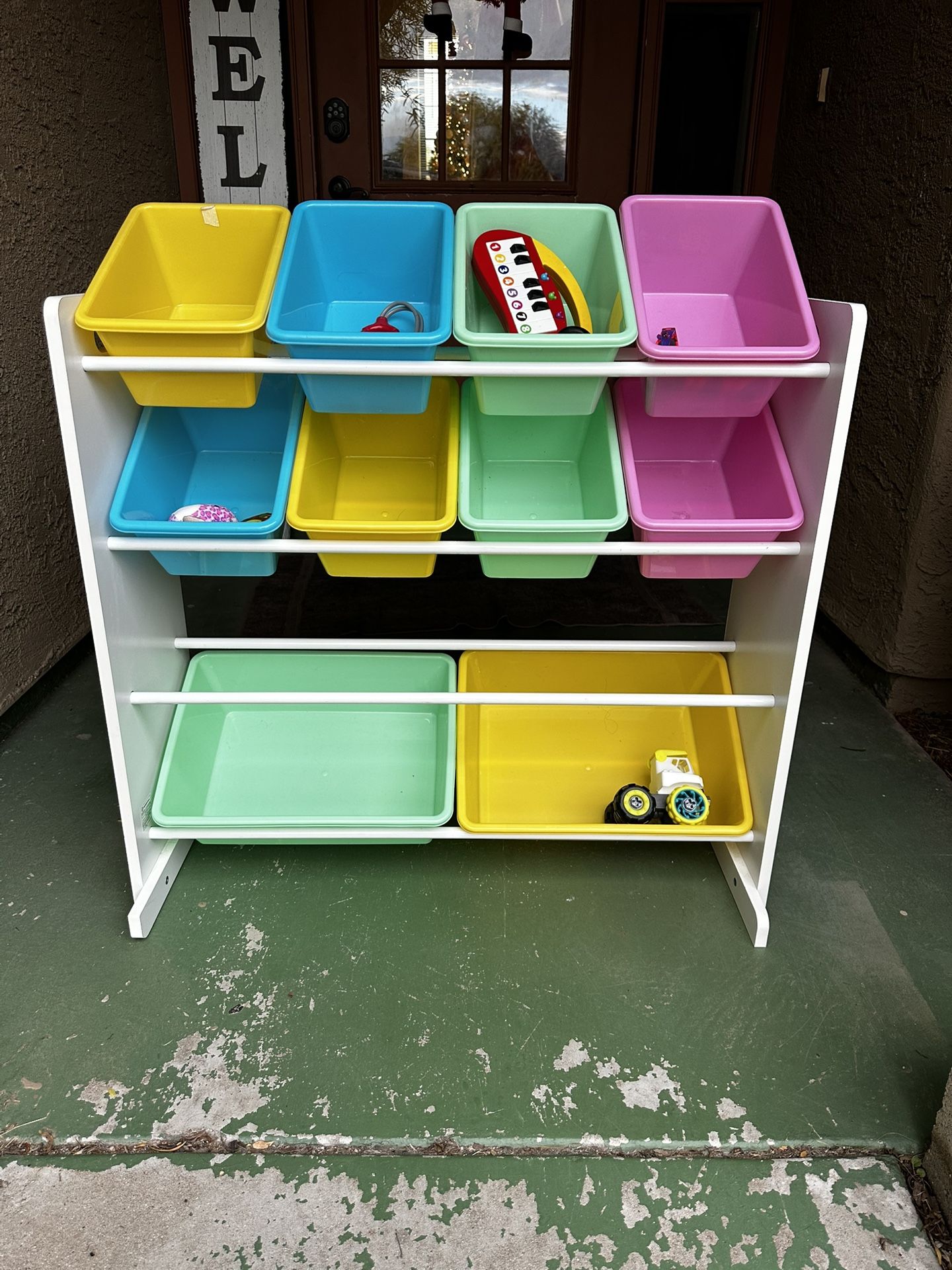 3 Shelf Storage Unit With 12 Colorful Bins