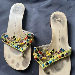 Giuseppe Zanotti Stone Sandals DESIGN LTD Brasil EDITION BEADS CRYSTAL flats