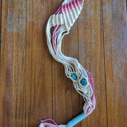 Pink And Blue Macrame Plant Holder