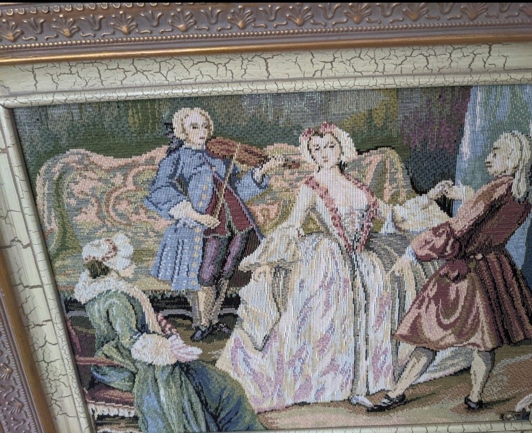 24x42 Antique Tapestry Wall Mirror French Art Nouveau