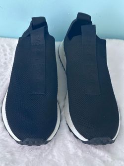 Black Knit Slip-On Sneakers White Sole