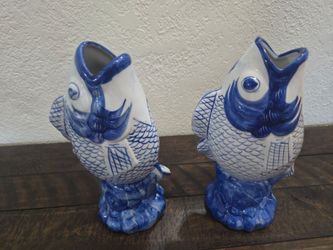 Blue and White Ceramic Fish – Set of 2
