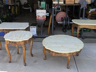 French Provincial Marble Top Table Set