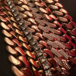 14k Rose Gold plated Cuban chain + Cuban bracelet  