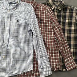 Boys Polo By Ralph Lauren Button Up Shirts, Size 7, Set Of 3