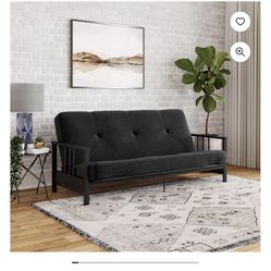 DHP Harlow Full Metal Arm Futon with 6â Thermobonded High Density Polyester Fill Black Microfiber Mattress Pm if interested 