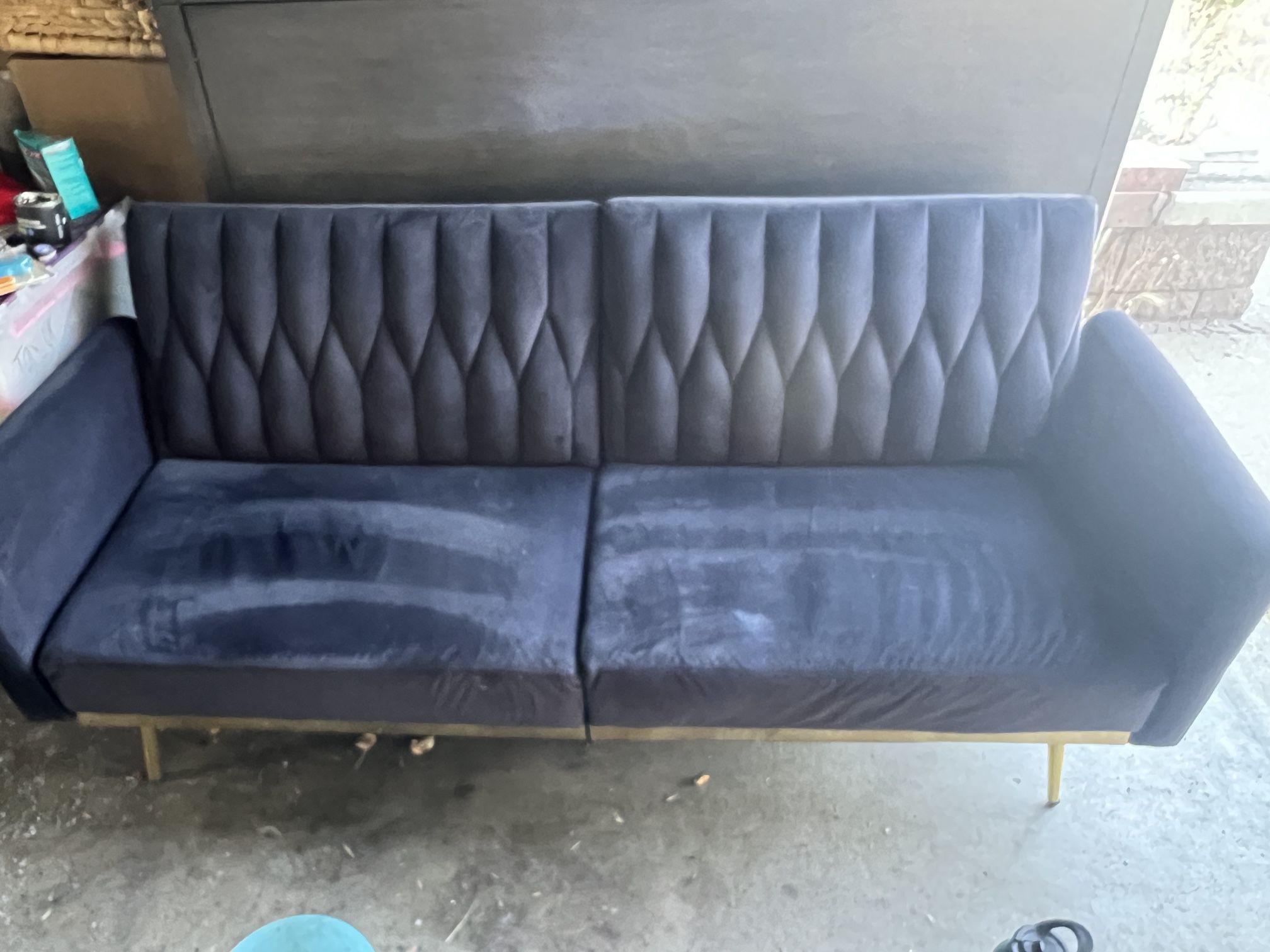 Black Convertible Couch - Mid century Modern Velvet