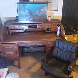 Roll Top Desk, Office, Aquarium With All The Equipment