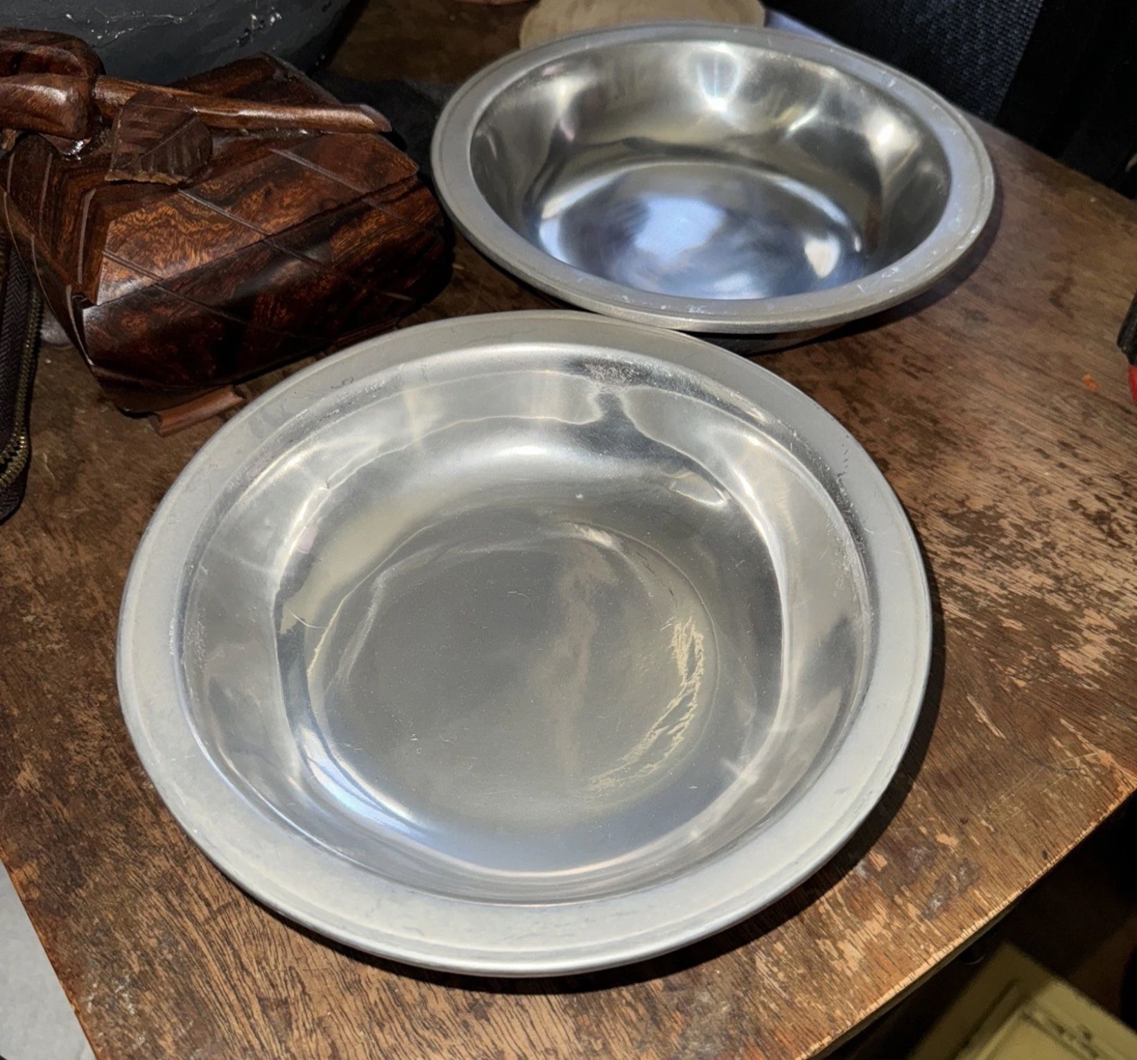 Royal Wilton Pewter RWP Columbia PA Bowls Set of 2 Vintage USA 7 Inch