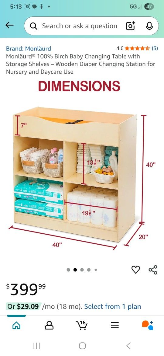 Diaper Changing Station for Nursery and Day