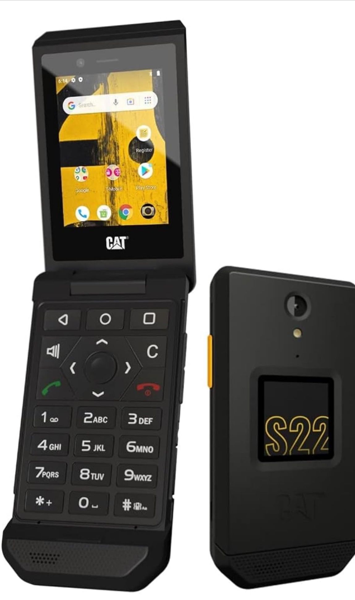 Cat S22 Flip (16GB) 4G LTE GSM T-Mobile Unlocked for MetroPCS, Global -(Black)
