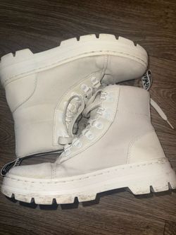 Dr. Martens White Canvas Lace-Up Boots