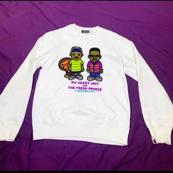 BAPE x DJ Jazzy Jeff & The Fresh Prince Baby Milo Medium White Crewneck Shirt